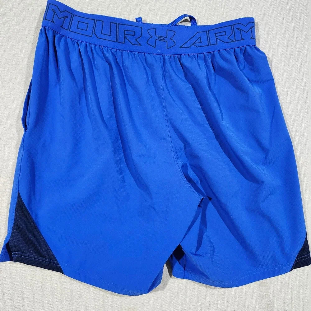 Under Armour HeatGear Mens Shorts Lot of 2 Navy Royal Blue Fitted Large Workout